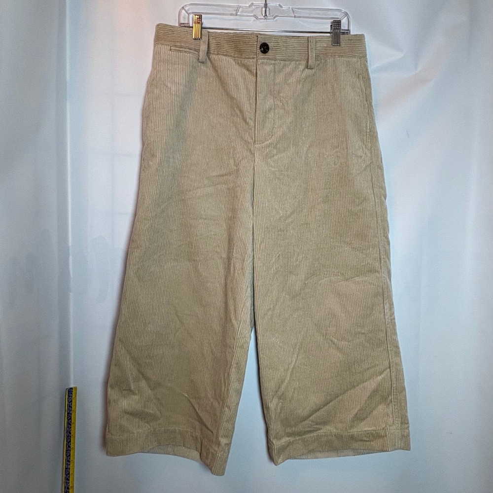 Vince‎ Womens Light Oak Corduroy Wide Leg Cropped Pants Size 14